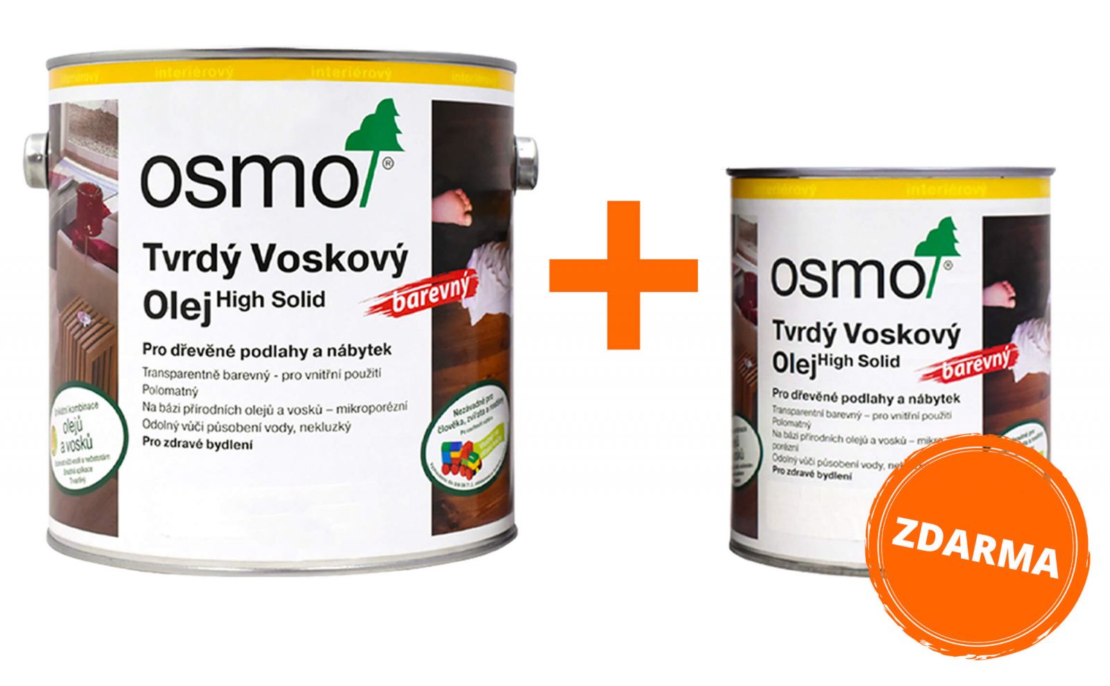 OSMO sada - tvrdý voskový olej farebný pre interiéry 2.5 l Grafit 3074 + 0.75 l ZDARMA